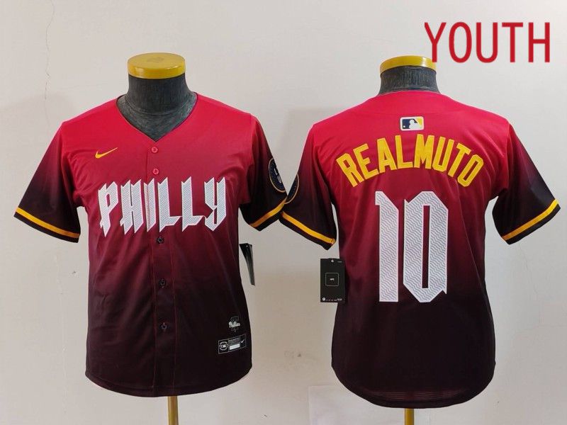 Youth Philadelphia Phillies #10 Realmuto Red City Edition 2024 Nike MLB Jersey style 1